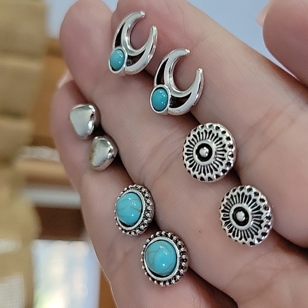 Boho Basics Stud Earrings, Set of Four - Picture 3 of 8